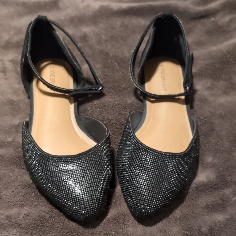 Lane Bryant Shimmering Black Flats